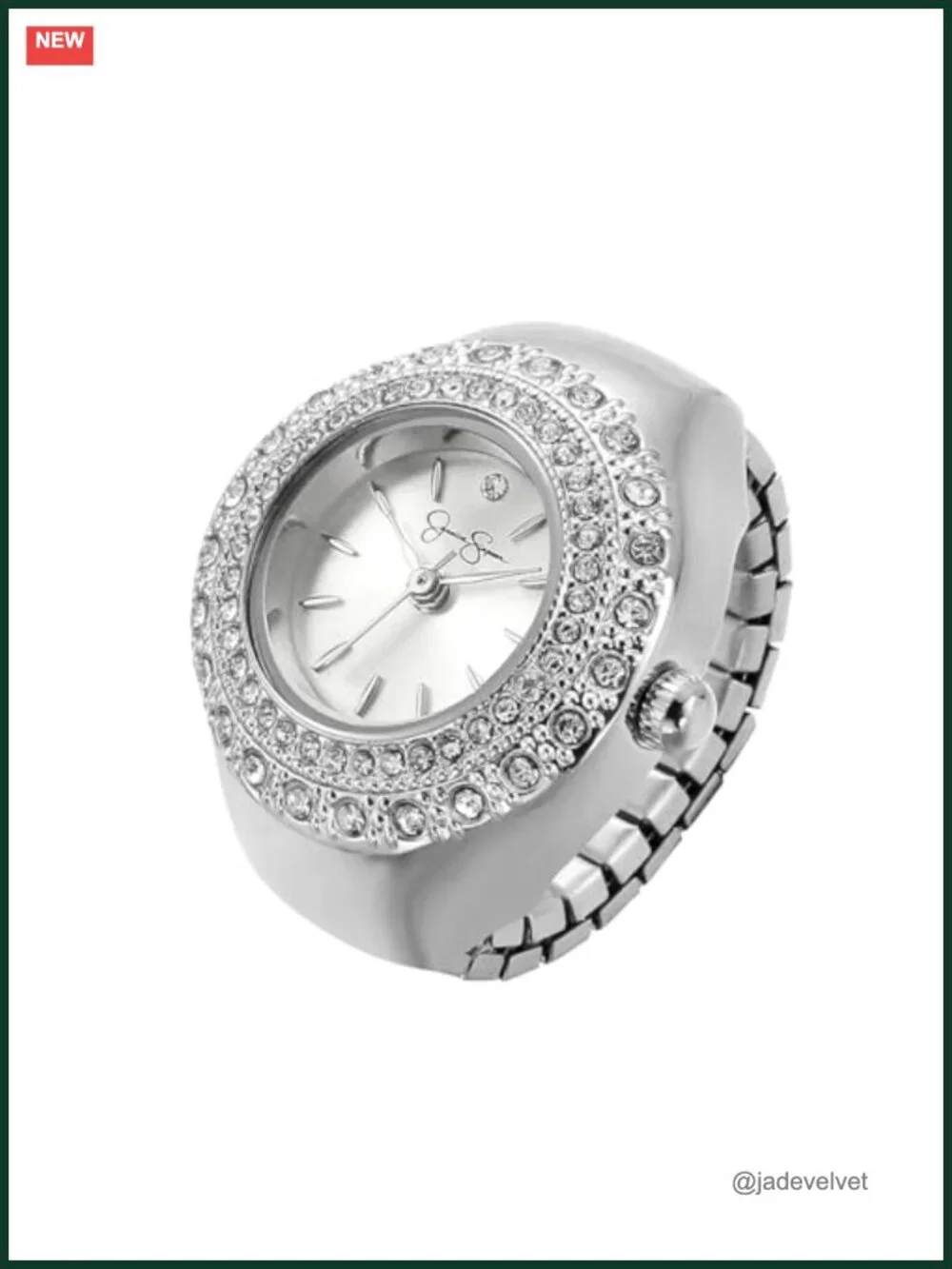 Adjustable Ring Watch Crystal Bezel Mini Dial Stretch Band Fashion Jewelry